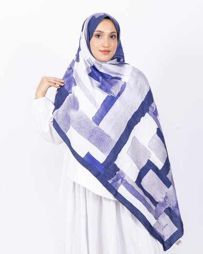 Mikro Bambu Kraş Şal D026 Lacivert-Beyaz, 75 × 185 cm şal – görsel 2