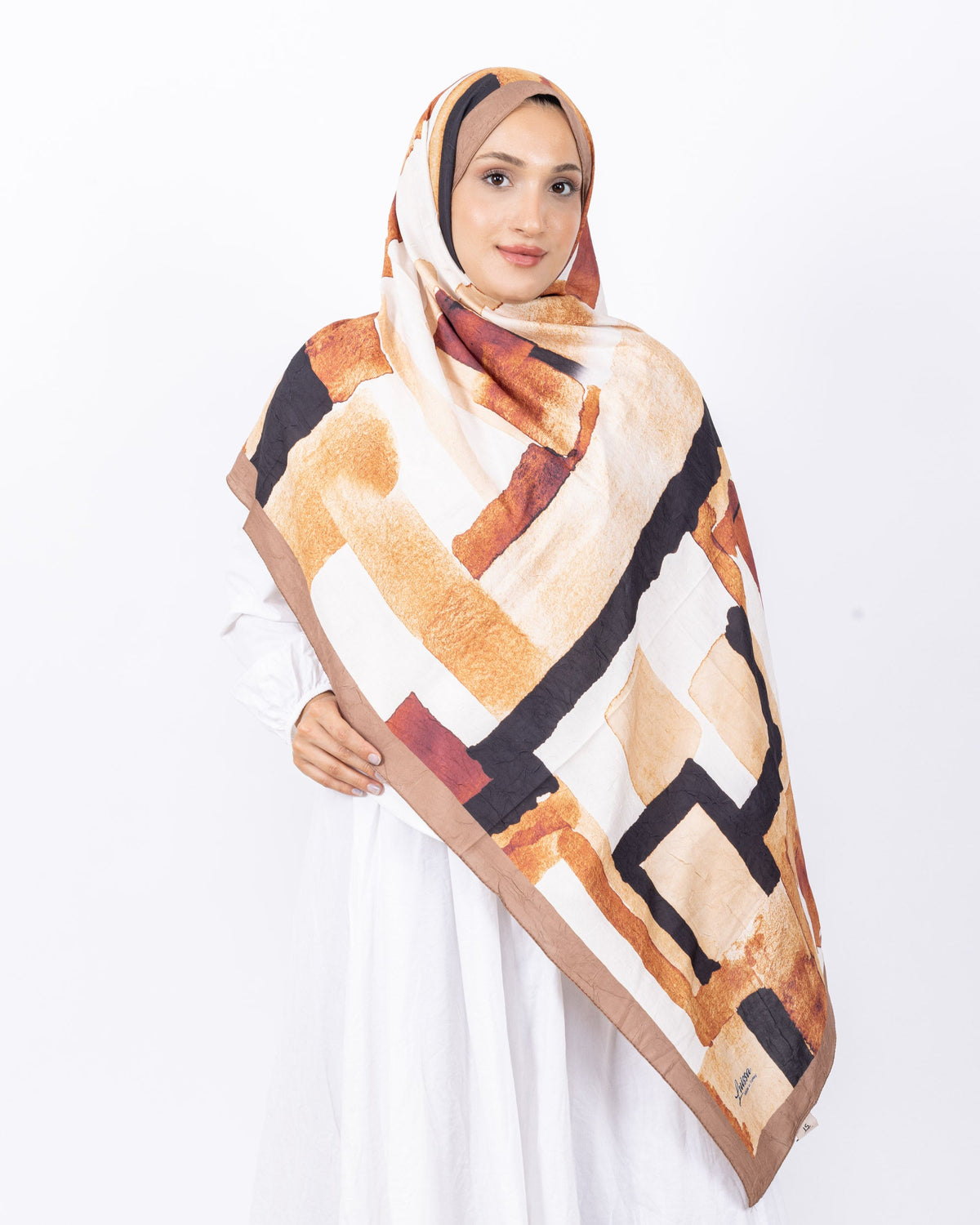 Mikro Bambu Kraş Şal D026 Sütlü-Kahve, 75 × 185 cm şal – görsel 2