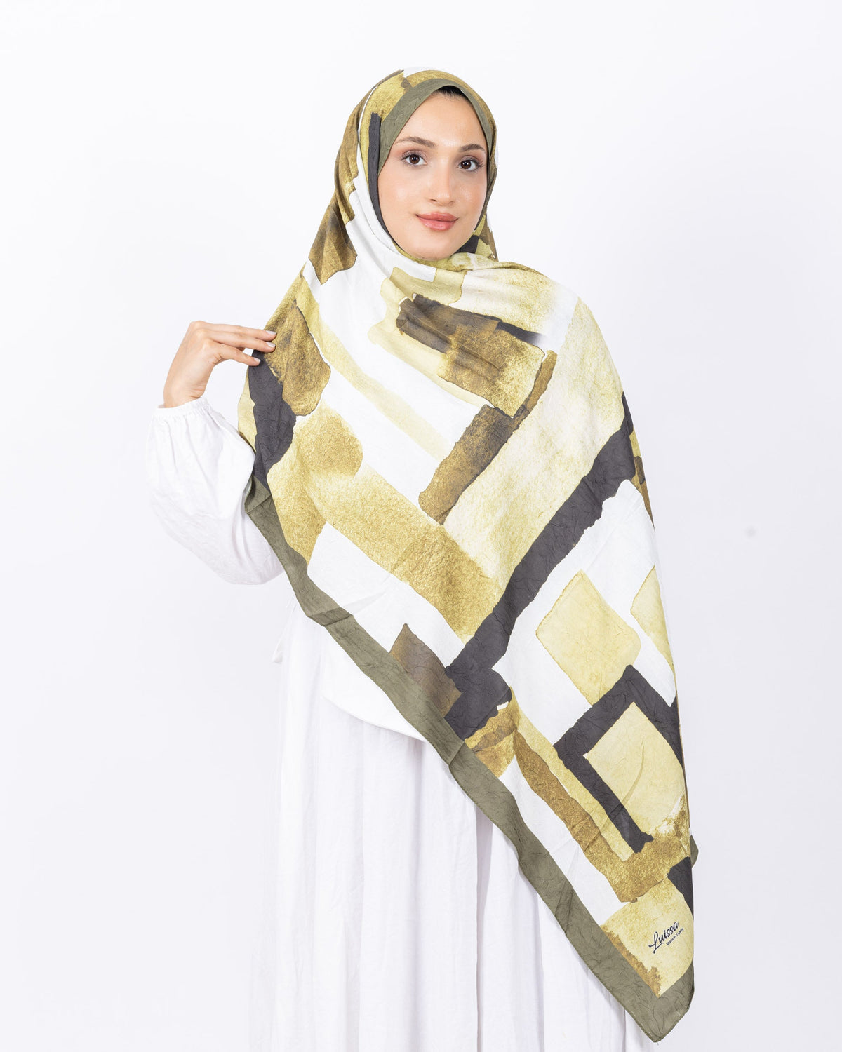 Mikro Bambu Kraş Şal D026 Haki Yeşili, 75 × 185 cm şal – görsel 2