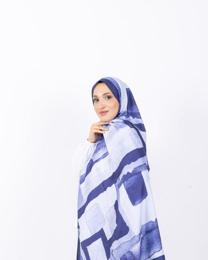 Mikro Bambu Kraş Şal D026 Lacivert-Mavi, 75 × 185 cm şal – görsel 2