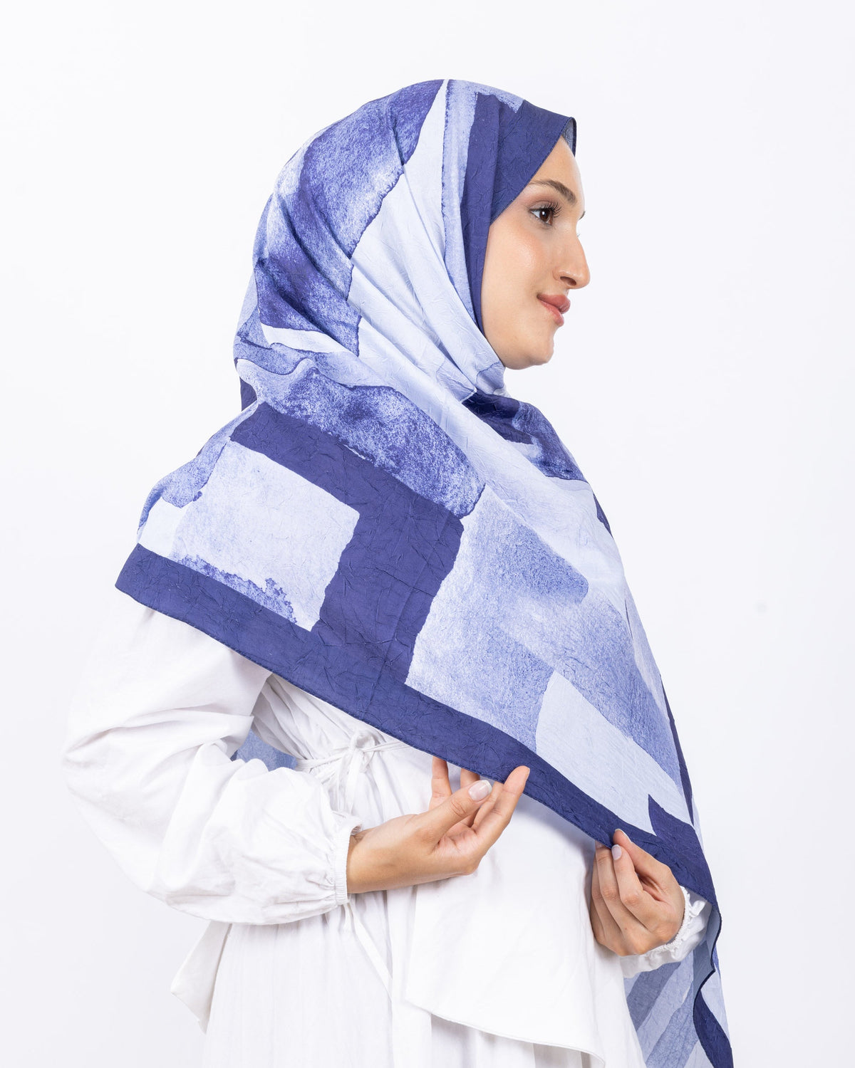 Mikro Bambu Kraş Şal D026 Lacivert-Mavi, 75 × 185 cm şal – görsel 3
