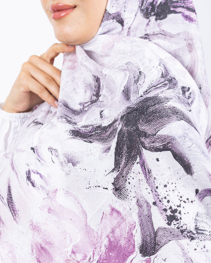 Mikro Bambu Kraş Şal D032 Mürdüm-Fuşya, çiçekli desenli, 75 × 185 cm şal – görsel 4