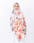 Mikro Bambu Kraş Şal D031 Siyah-Turuncu, çiçekli desenli, 75 × 185 cm şal – görsel 1