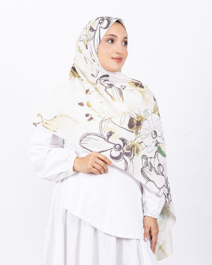 Mikro Bambu Kraş Şal D031 Kahve Su Yeşili, çiçekli desenli, 75 × 185 cm şal – görsel 3