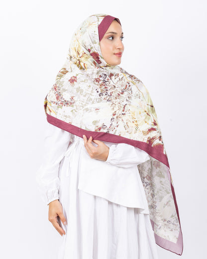 Mikro Bambu Kraş Şal D029 Bordo, çiçekli desenli, 75 × 185 cm şal – görsel 4