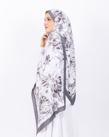 Mikro Bambu Kraş Şal D029 Vizon, çiçekli desenli, 75 × 185 cm şal – görsel 3