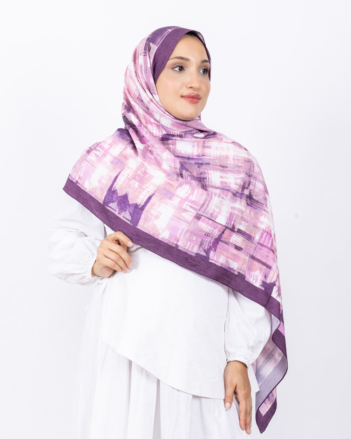 Mikro Bambu Kraş Şal D028 Mürdüm-Fuşya, 75 × 185 cm şal – görsel 4
