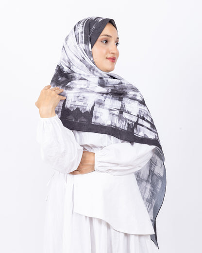 Mikro Bambu Kraş Şal D028 Siyah-Gri, 75 × 185 cm şal – görsel 3