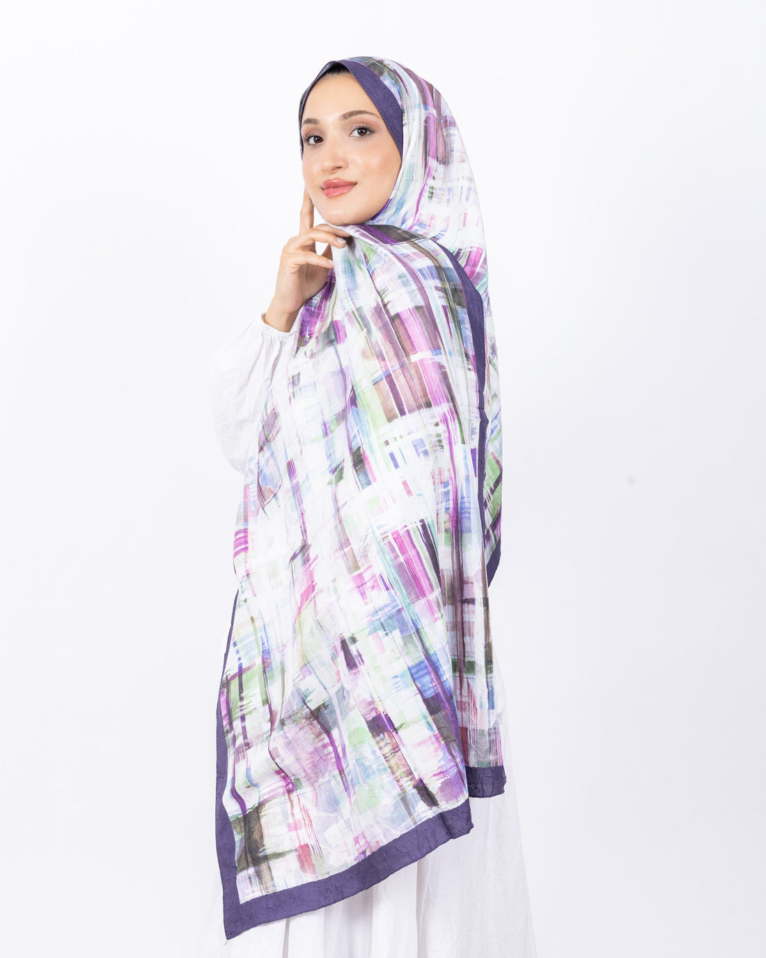 Mikro Bambu Kraş Şal D028 Mor-Lila, 75 × 185 cm şal – görsel 1