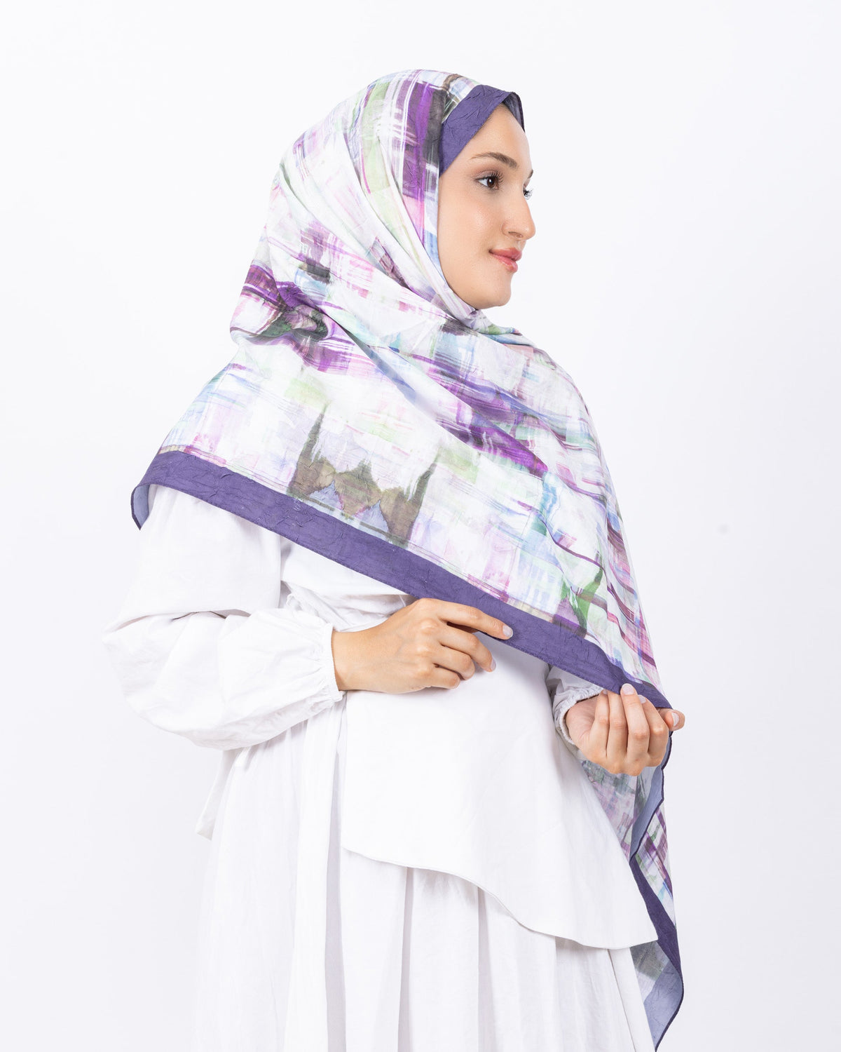 Mikro Bambu Kraş Şal D028 Mor-Lila, 75 × 185 cm şal – görsel 3