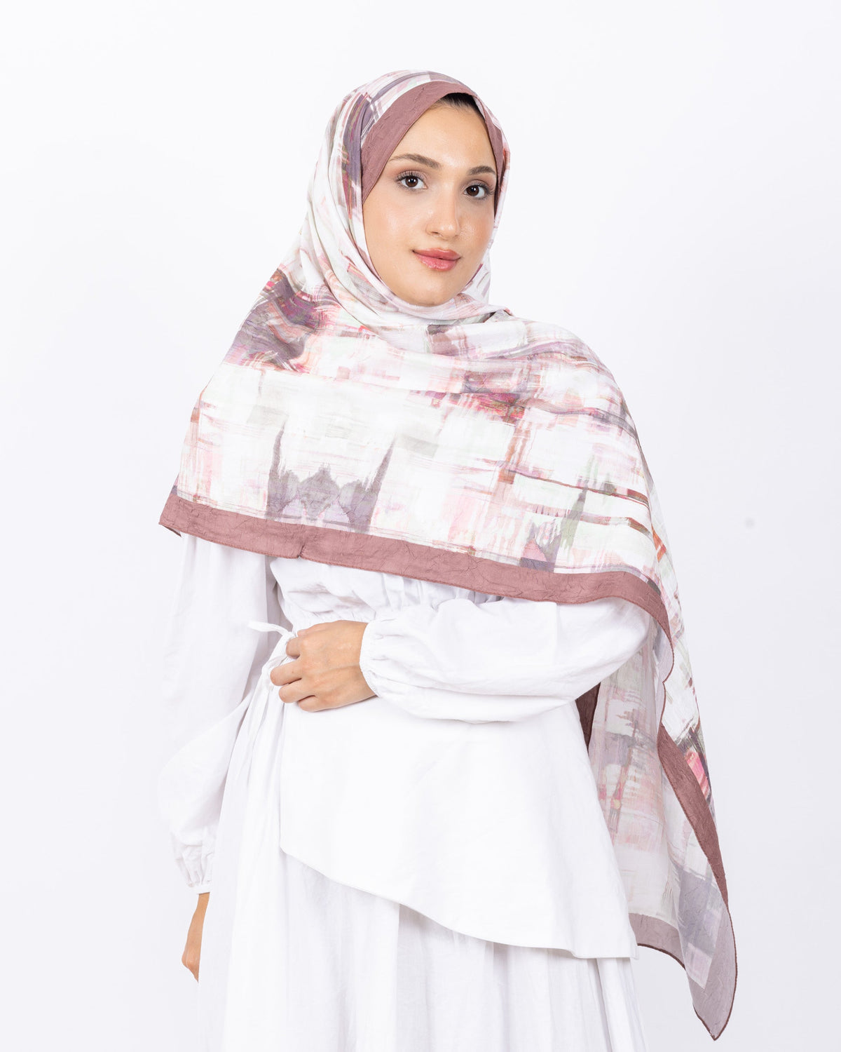 Mikro Bambu Kraş Şal D028 Sütlü Kahve, 75 × 185 cm şal – görsel 3