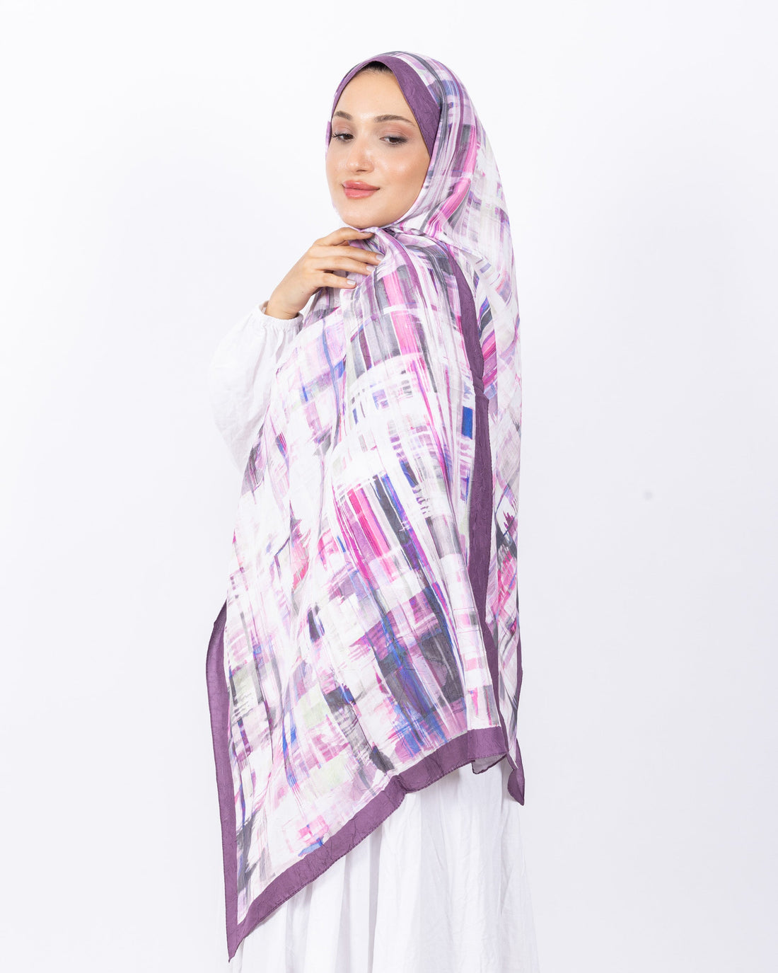 Mikro Bambu Kraş Şal D028 Mürdüm, 75 × 185 cm şal – görsel 2
