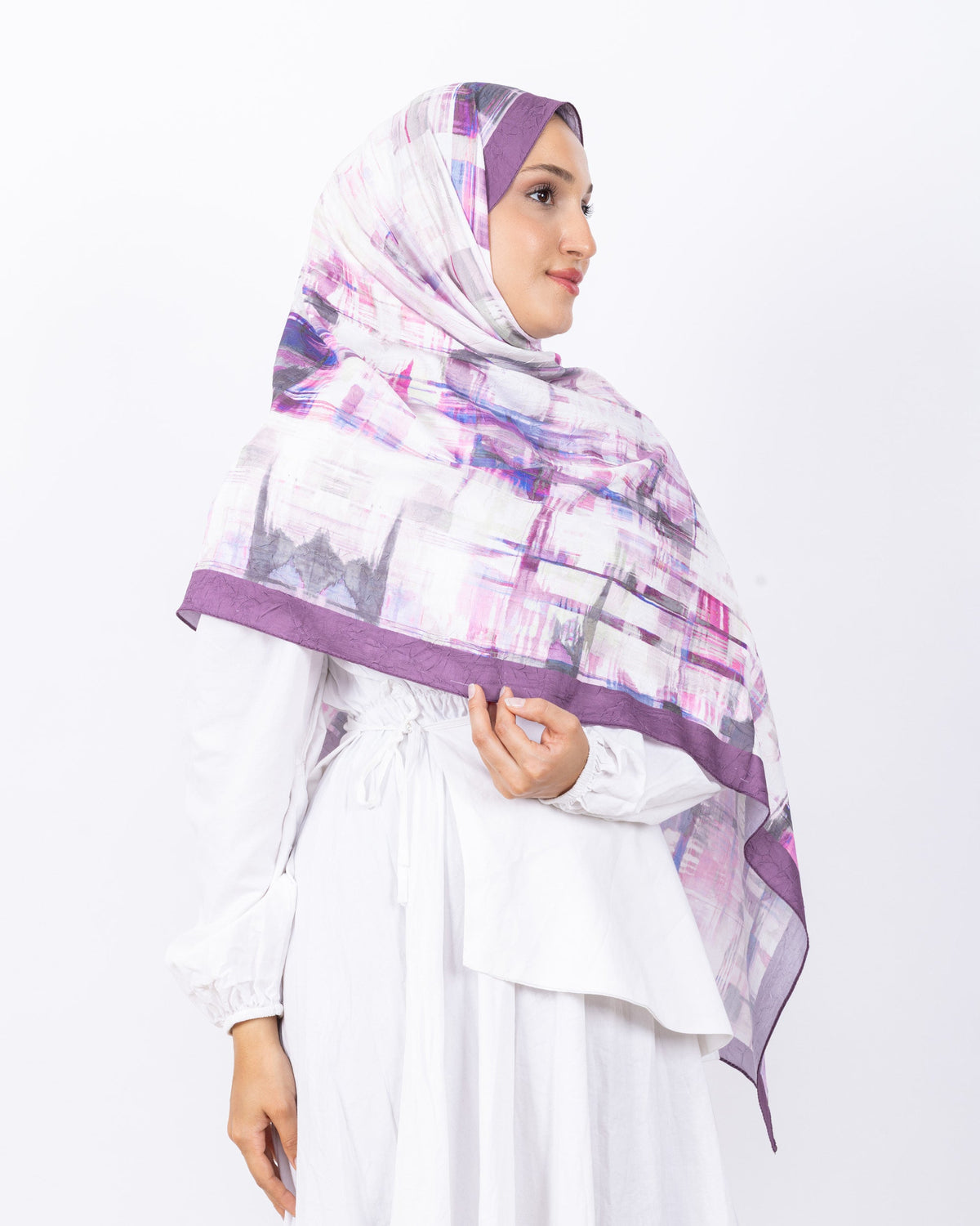 Mikro Bambu Kraş Şal D028 Mürdüm, 75 × 185 cm şal – görsel 3