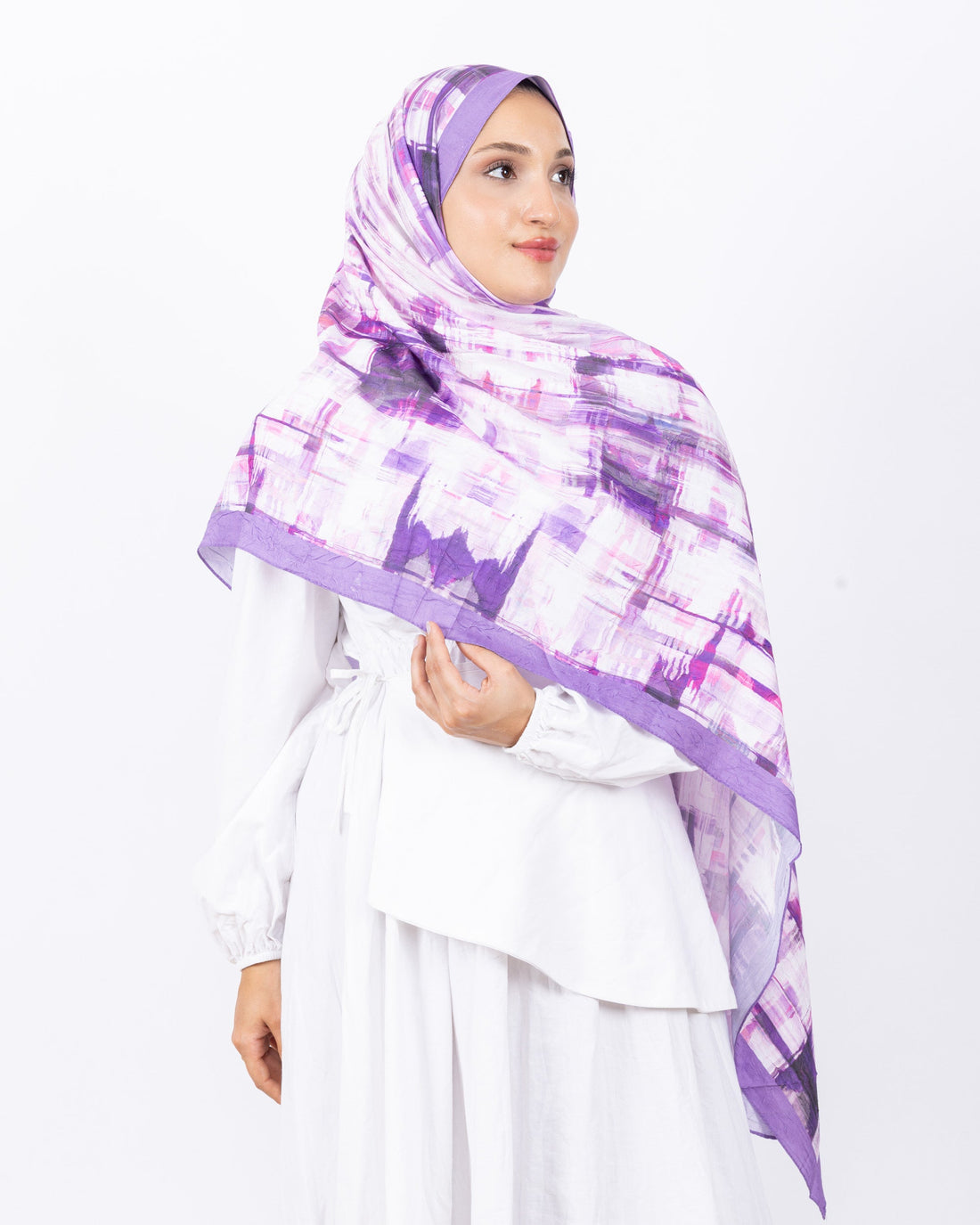 Mikro Bambu Kraş Şal D028 Lila, 75 × 185 cm şal – görsel 1