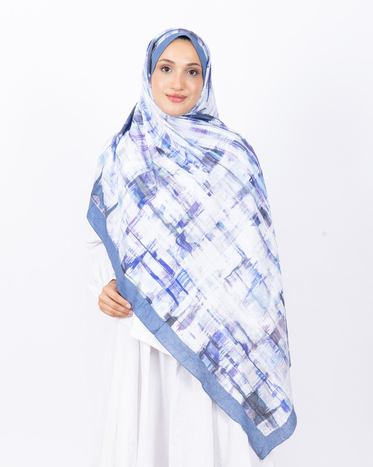 Mikro Bambu Kraş Şal D028 Mavi, 75 × 185 cm şal – görsel 3