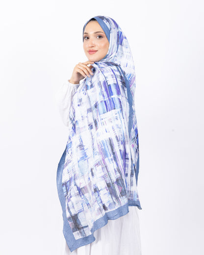 Mikro Bambu Kraş Şal D028 Mavi, 75 × 185 cm şal – görsel 4