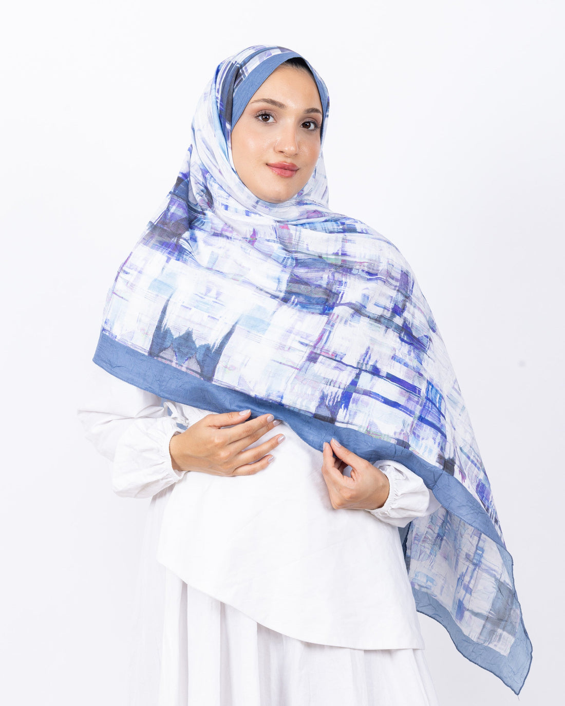 Mikro Bambu Kraş Şal D028 Mavi, 75 × 185 cm şal – görsel 1