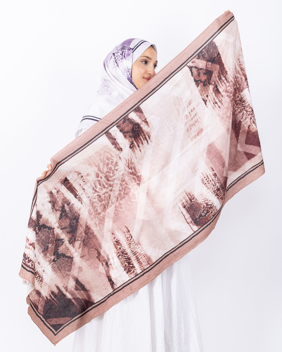 Mikro Bambu Kraş Şal D030 Siyah-Bej, 75 × 185 cm şal – görsel 5