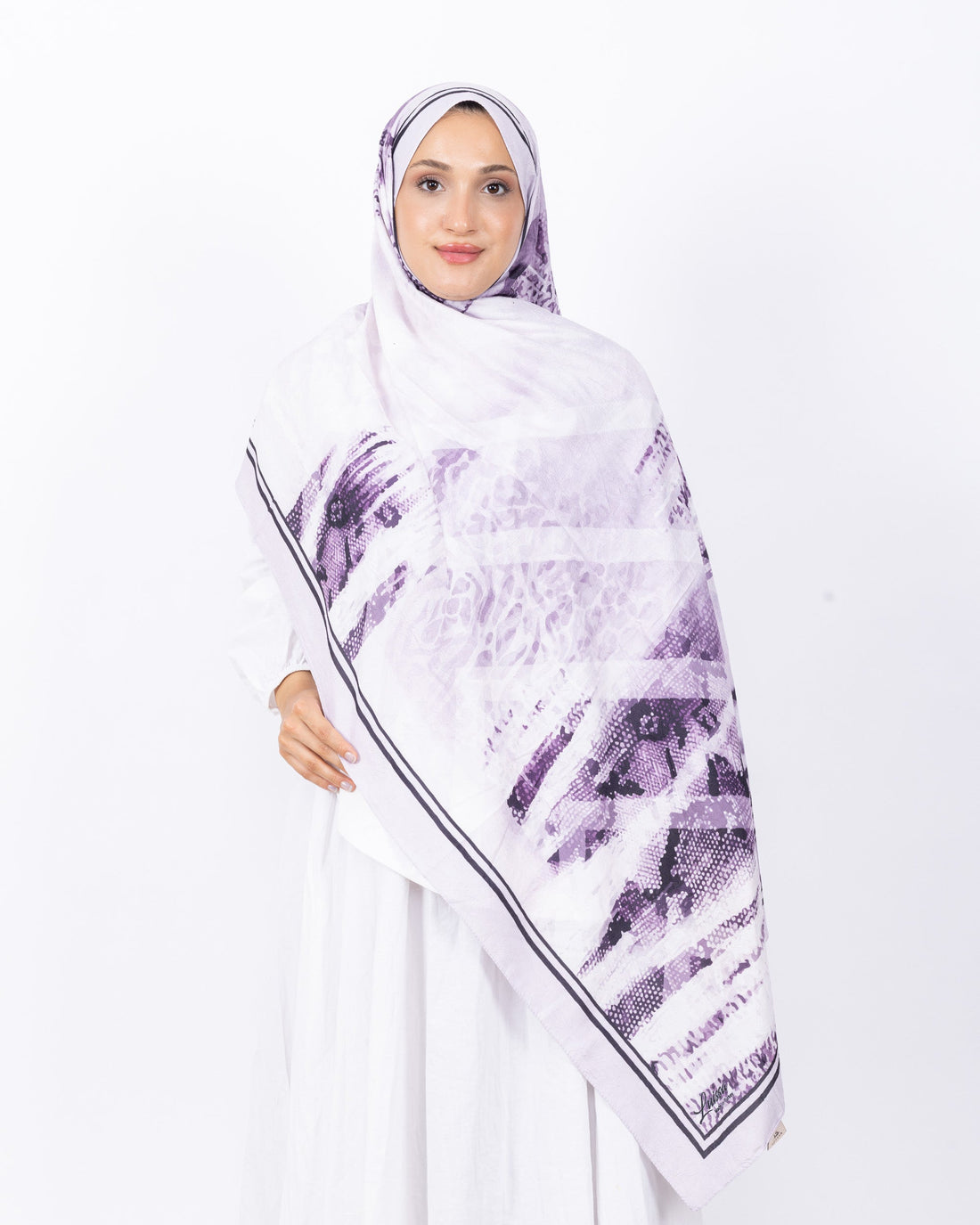 Mikro Bambu Kraş Şal D030 Açık Lila, 75 × 185 cm şal – görsel 2