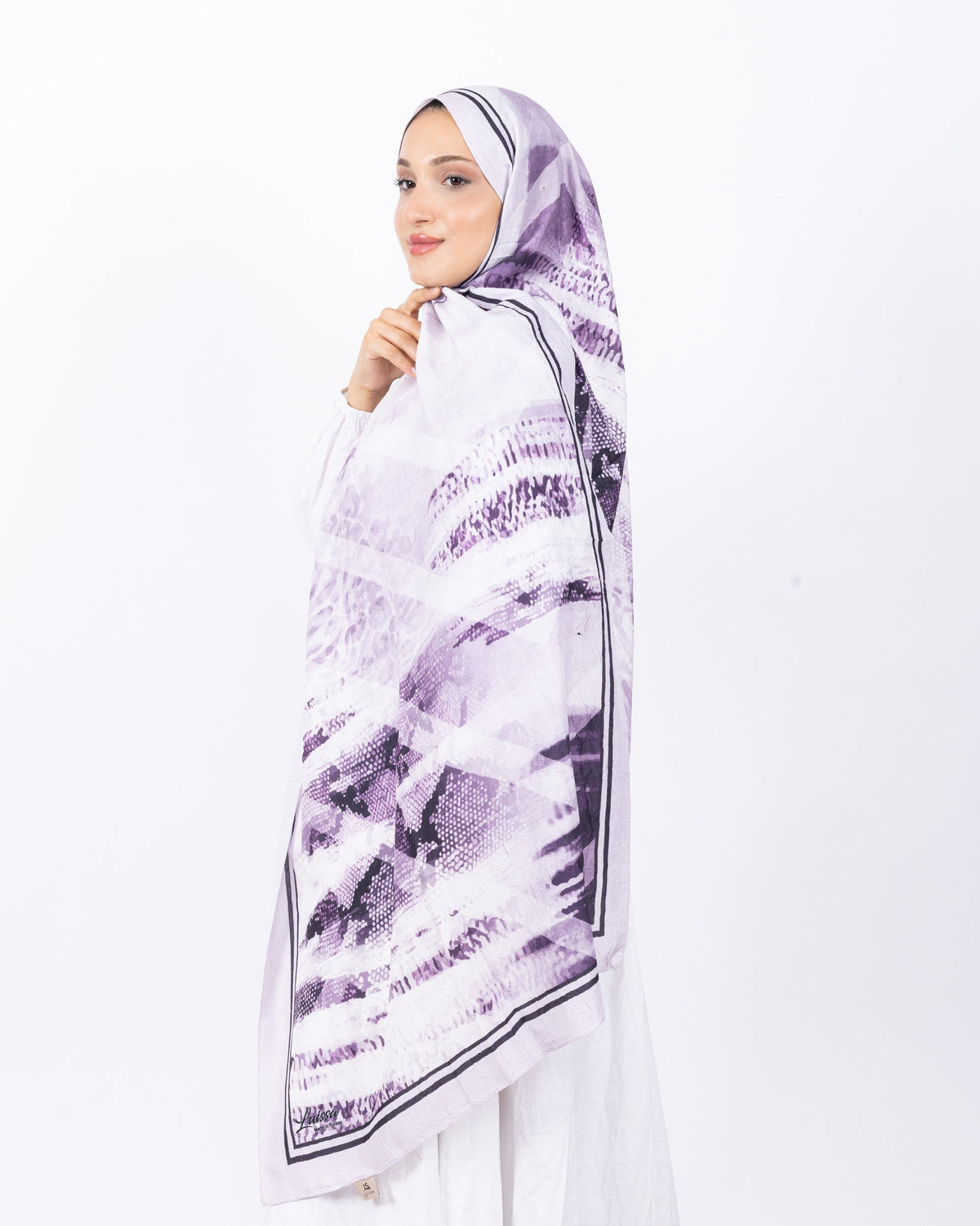 Mikro Bambu Kraş Şal D030 Açık Lila, 75 × 185 cm şal – görsel 3