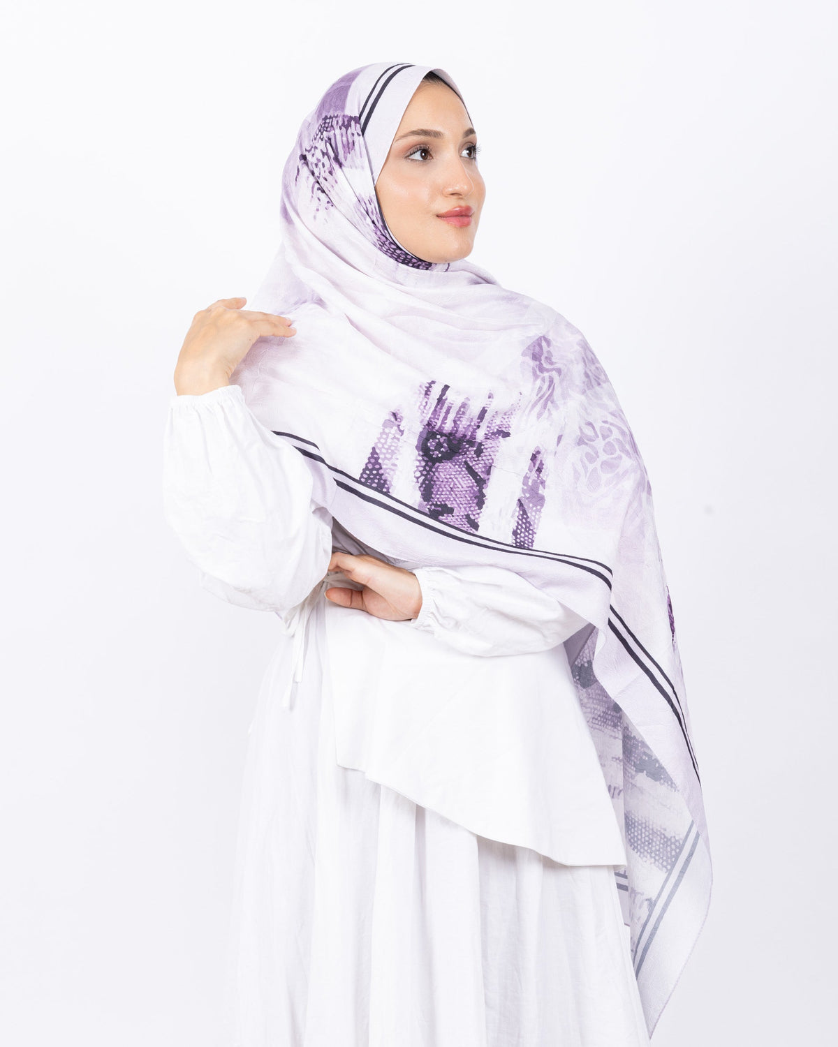 Mikro Bambu Kraş Şal D030 Açık Lila, 75 × 185 cm şal – görsel 1
