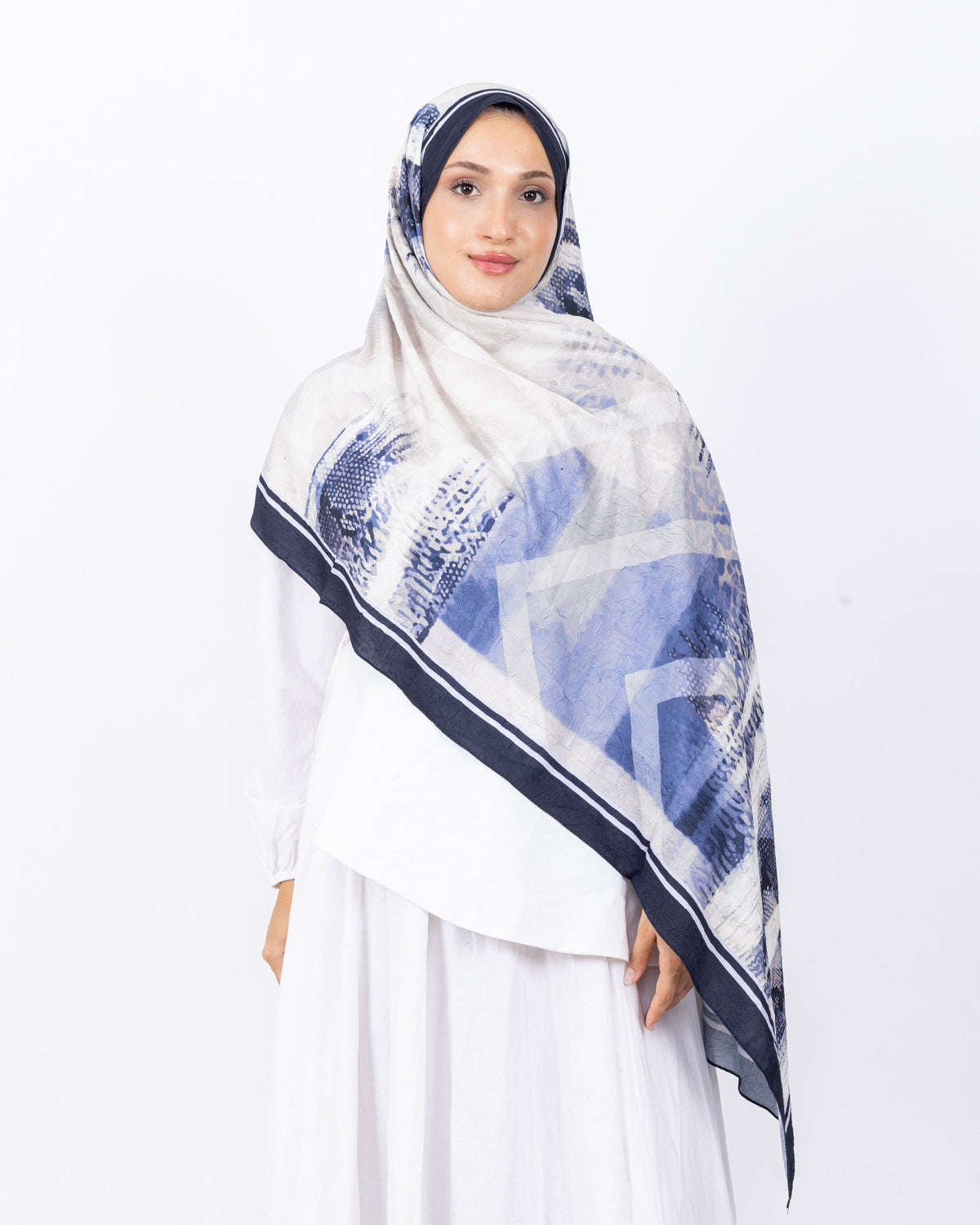 Mikro Bambu Kraş Şal D030 Lacivert, 75 × 185 cm şal – görsel 2