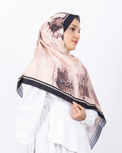 Mikro Bambu Kraş Şal D030 Siyah-Bej, 75 × 185 cm şal – görsel 3
