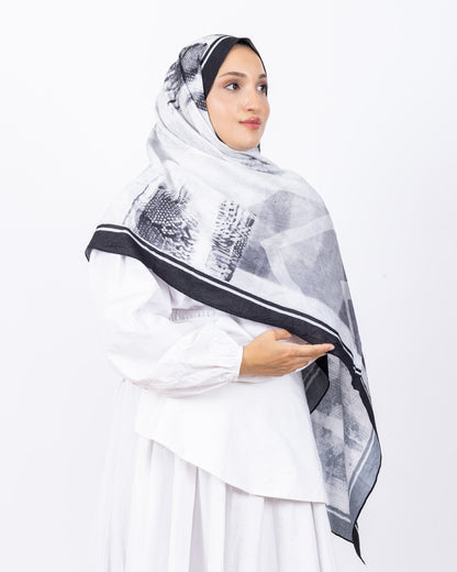 Mikro Bambu Kraş Şal D030 Siyah-Gri, 75 × 185 cm şal – görsel 1