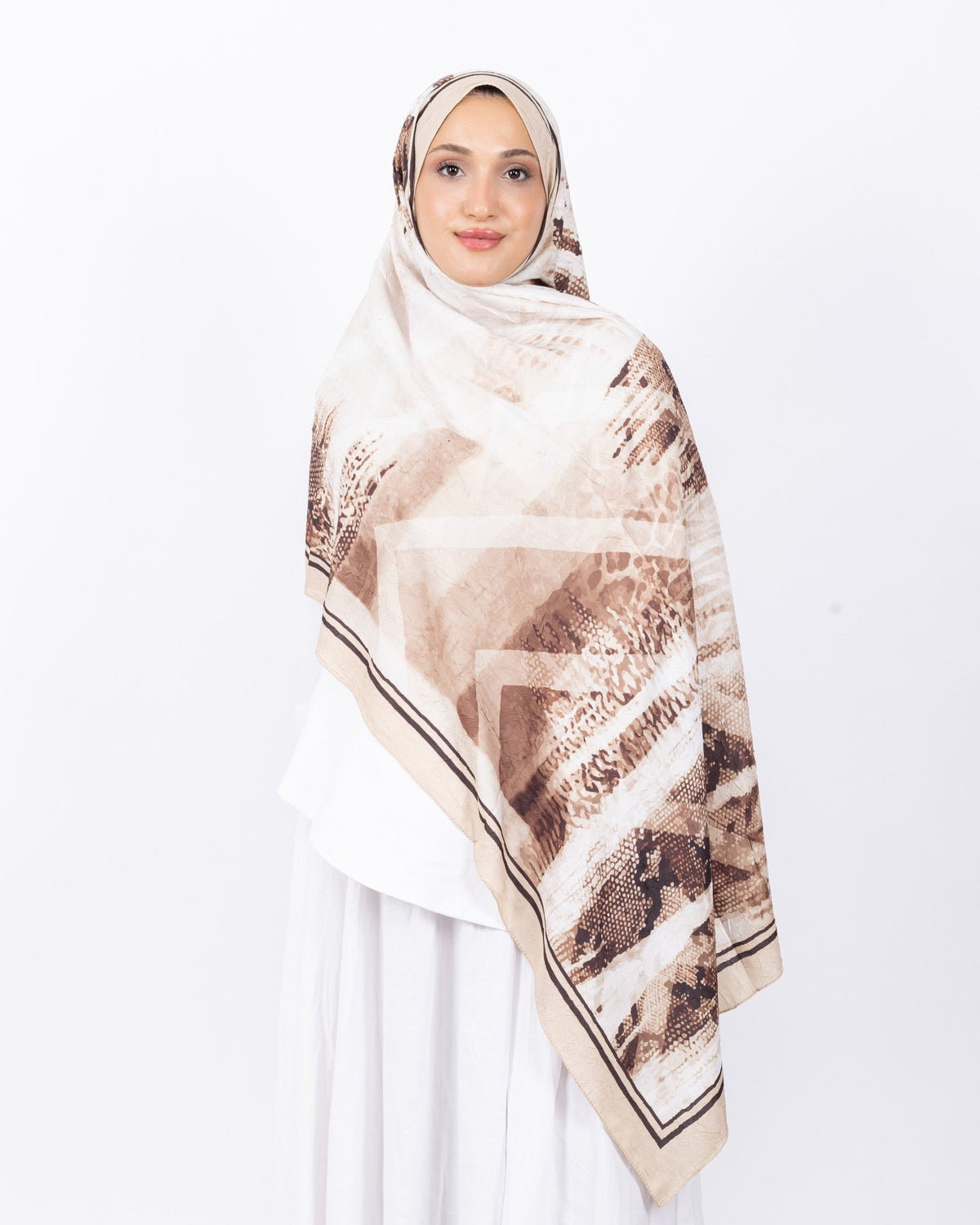 Mikro Bambu Kraş Şal D030 Bej, 75 × 185 cm şal – görsel 2