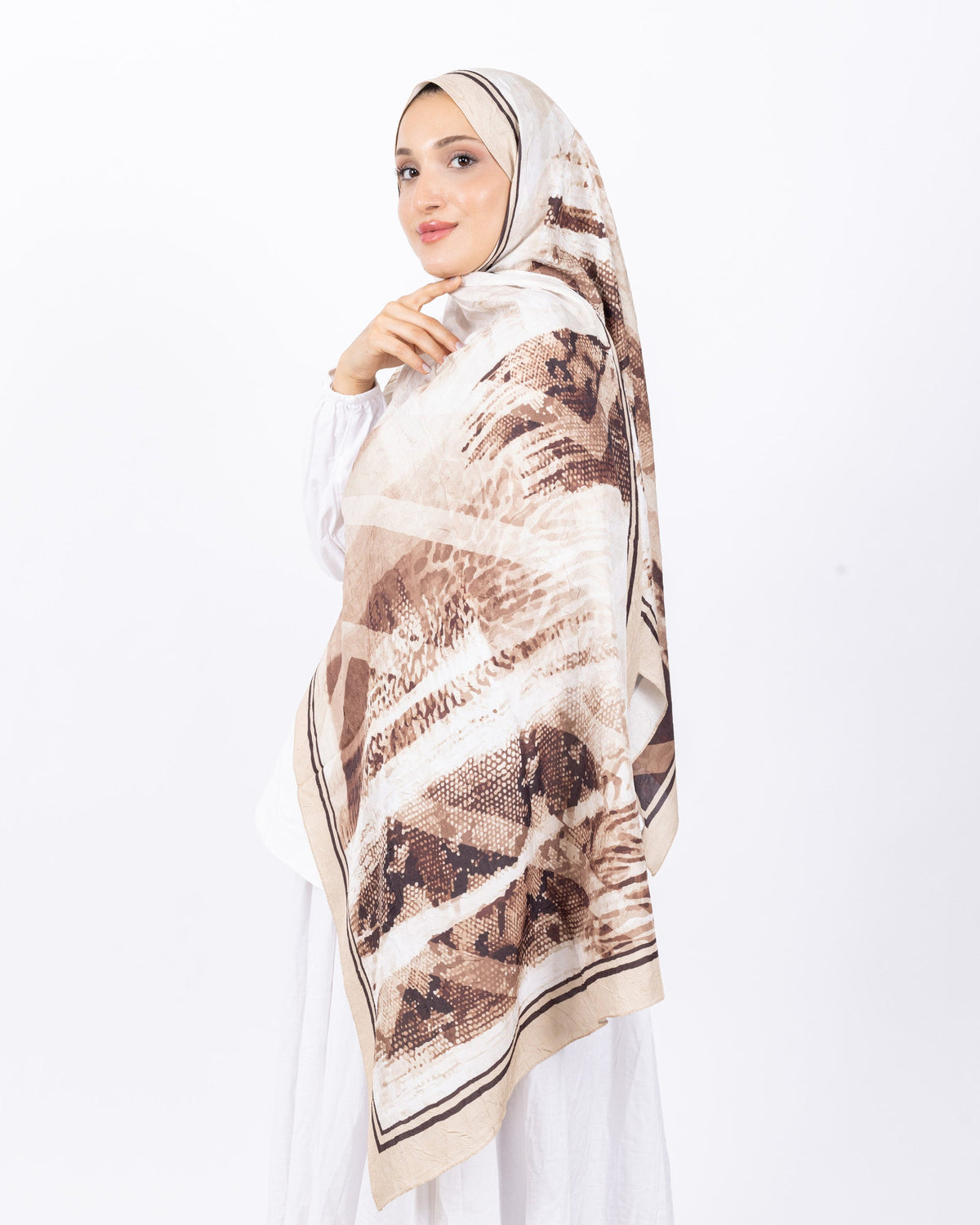 Mikro Bambu Kraş Şal D030 Bej, 75 × 185 cm şal – görsel 1