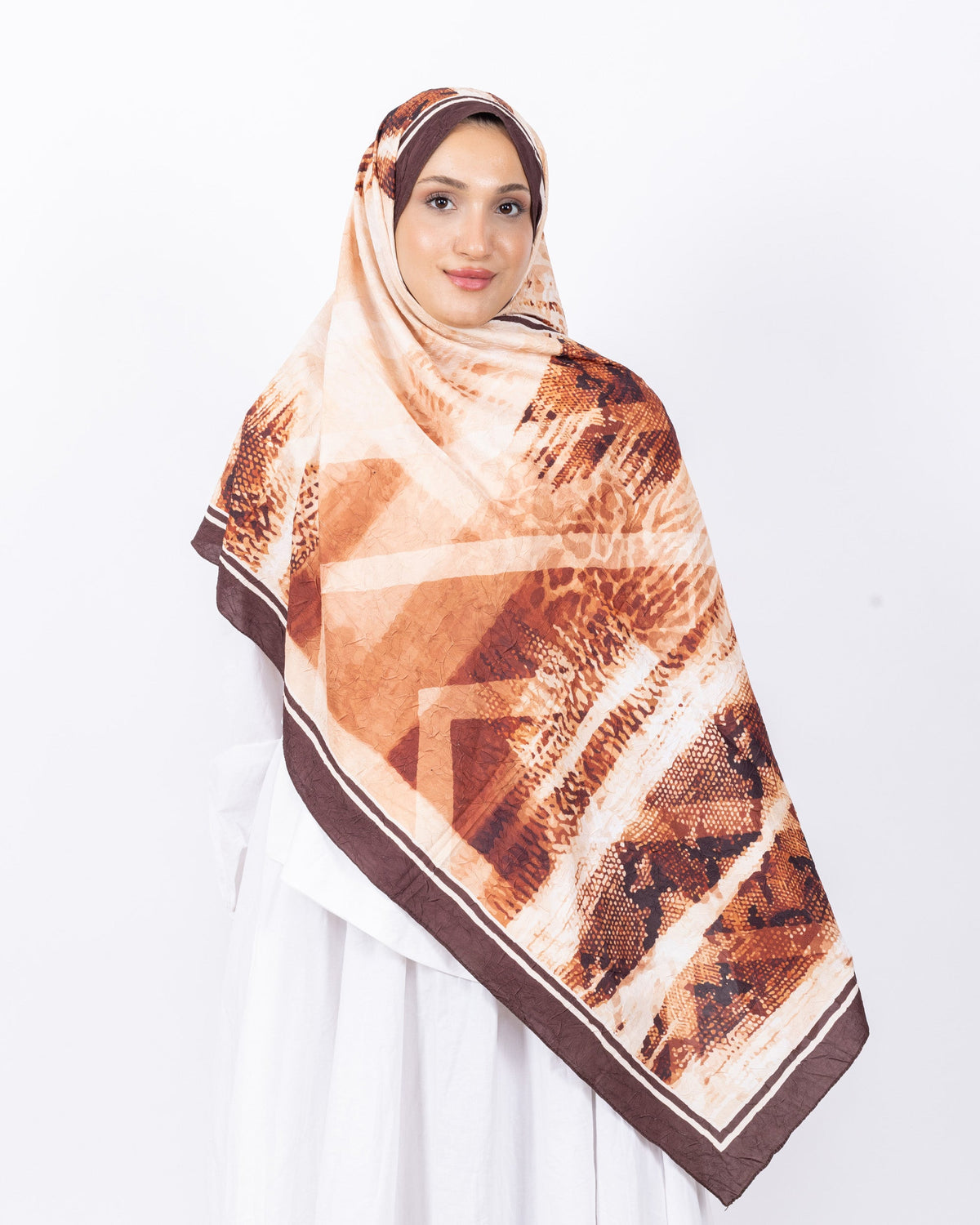 Mikro Bambu Kraş Şal D030 Kahverengi, 75 × 185 cm şal – görsel 2