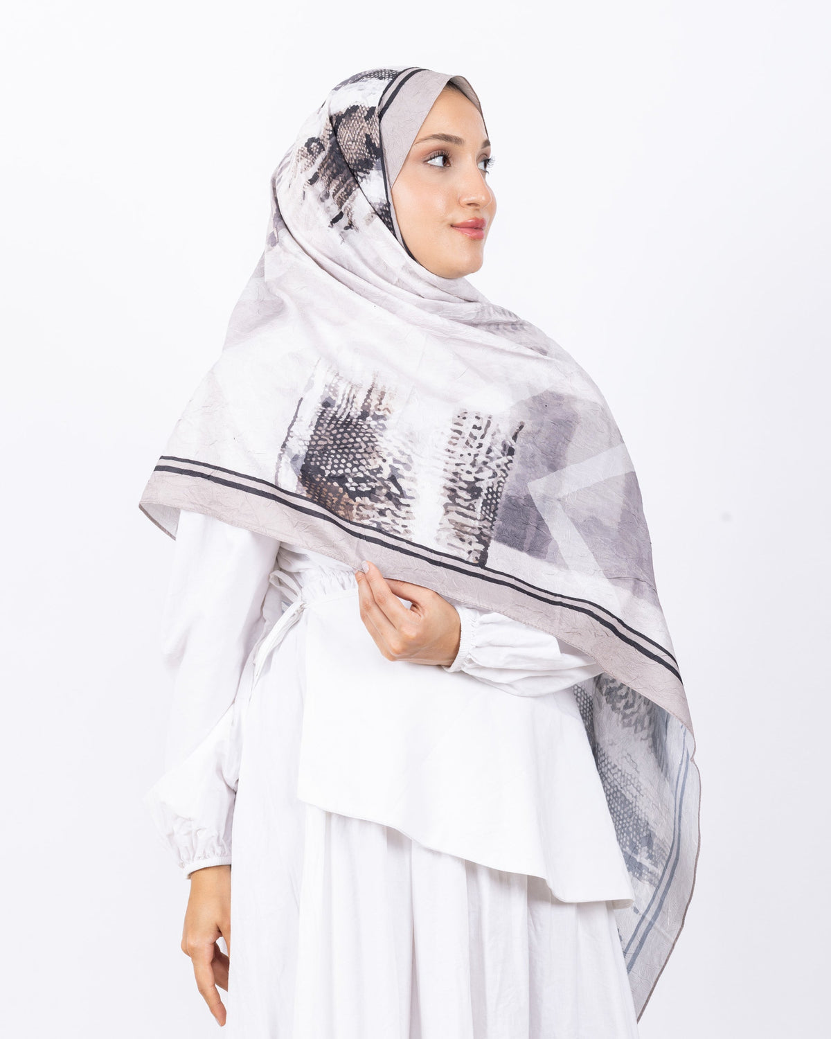 Mikro Bambu Kraş Şal D030 Vizon, 75 × 185 cm şal – görsel 1