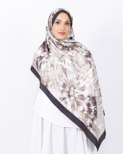 Mikro Bambu Kraş Şal D027 Acı Kahve, çiçekli desenli, 75 × 185 cm şal – görsel 2
