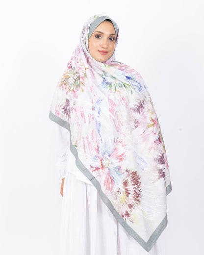 Mikro Bambu Kraş Şal D027 Su Yeşili, çiçekli desenli, 75 × 185 cm şal – görsel 2