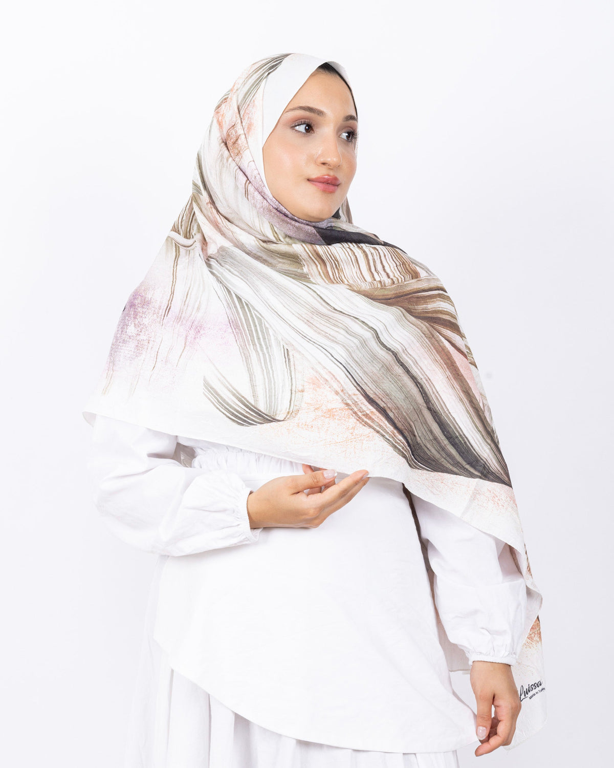 Mikro Bambu Kraş Şal D035 Yeşil, 75 × 185 cm şal – görsel 1