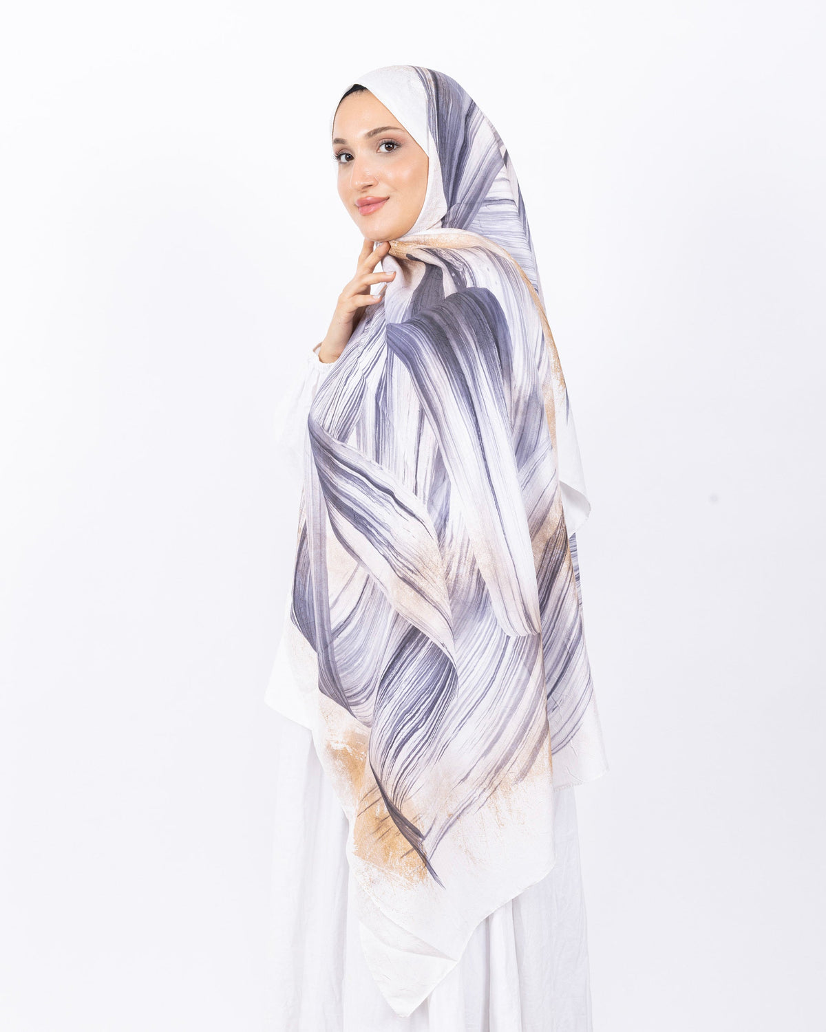 Mikro Bambu Kraş Şal D035 Gri, 75 × 185 cm şal – görsel 3