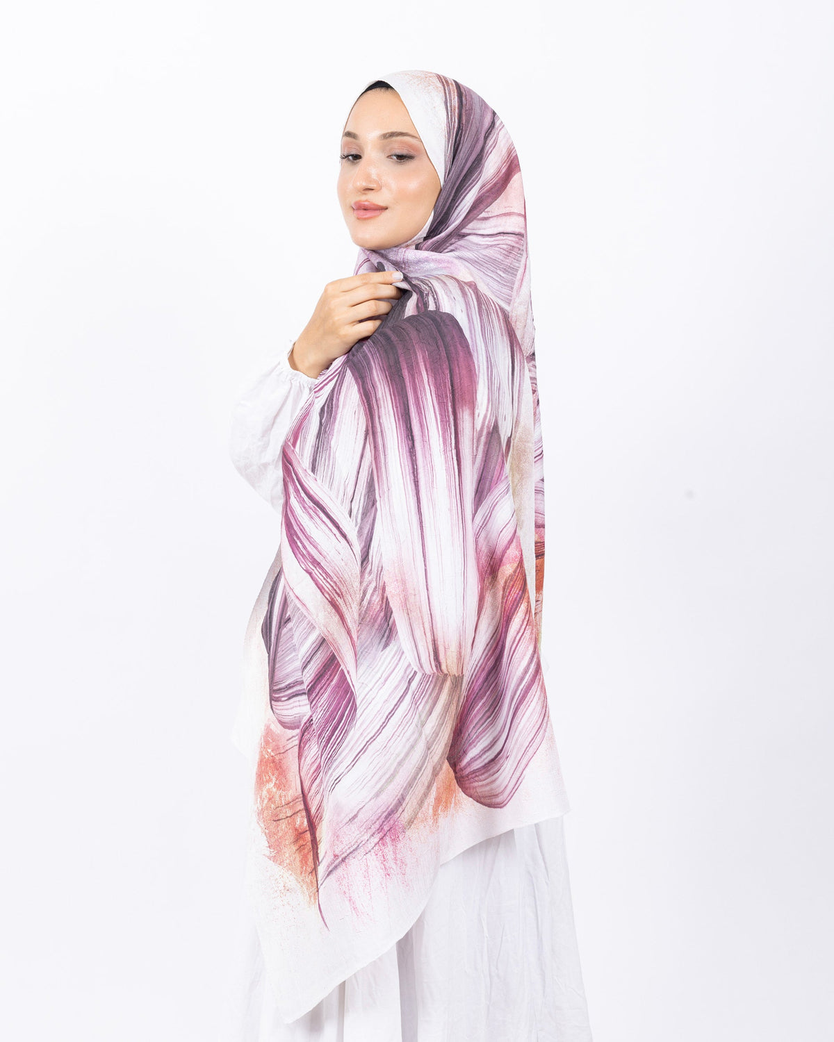 Mikro Bambu Kraş Şal D035 Mürdüm, 75 × 185 cm şal – görsel 1