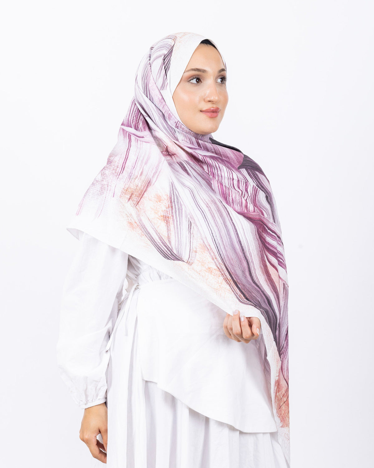 Mikro Bambu Kraş Şal D035 Mürdüm, 75 × 185 cm şal – görsel 3