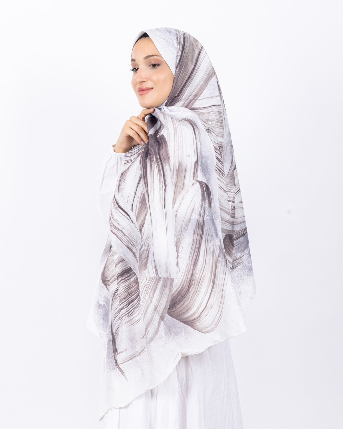 Mikro Bambu Kraş Şal D035 Kahverengi, 75 × 185 cm şal – görsel 3