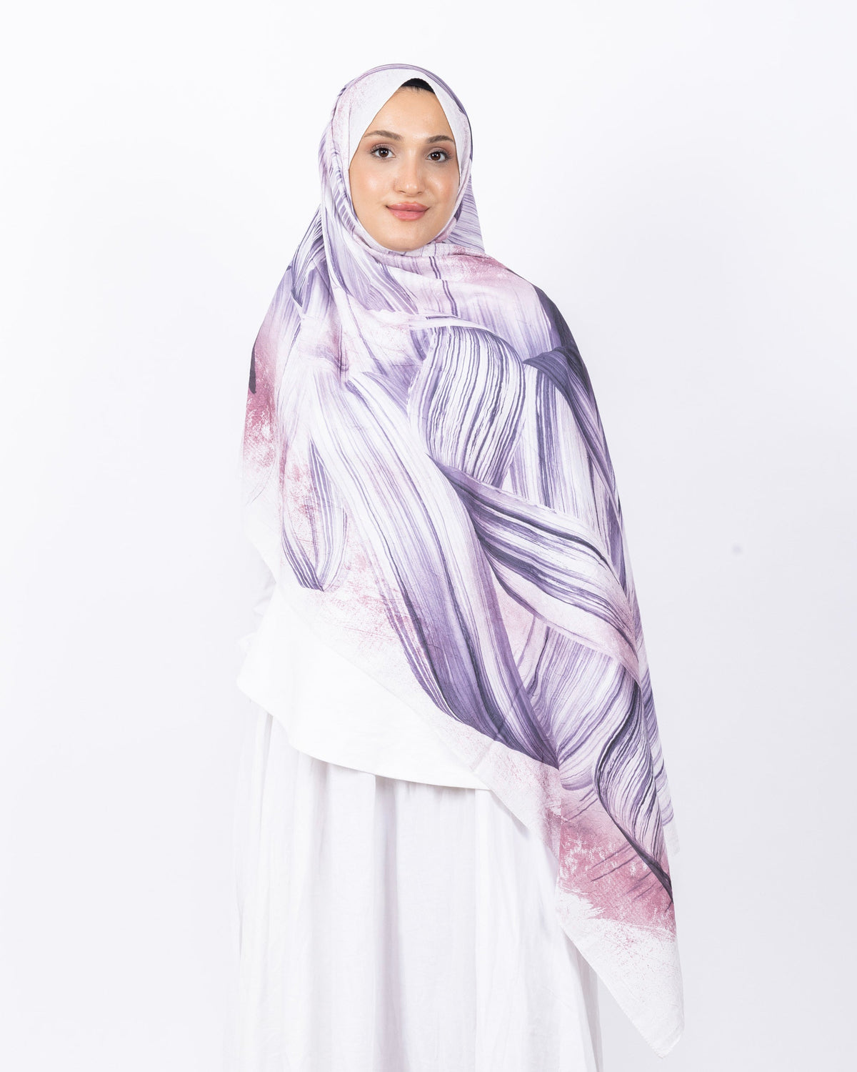 Mikro Bambu Kraş Şal D035 Lila, 75 × 185 cm şal – görsel 2