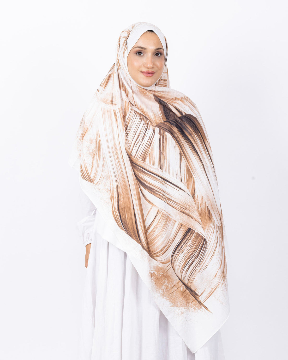 Mikro Bambu Kraş Şal D035 Sütlü Kahve, 75 × 185 cm şal – görsel 2