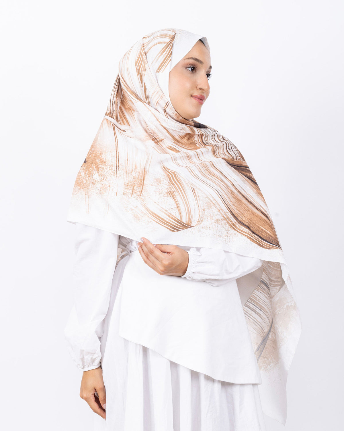 Mikro Bambu Kraş Şal D035 Sütlü Kahve, 75 × 185 cm şal – görsel 1