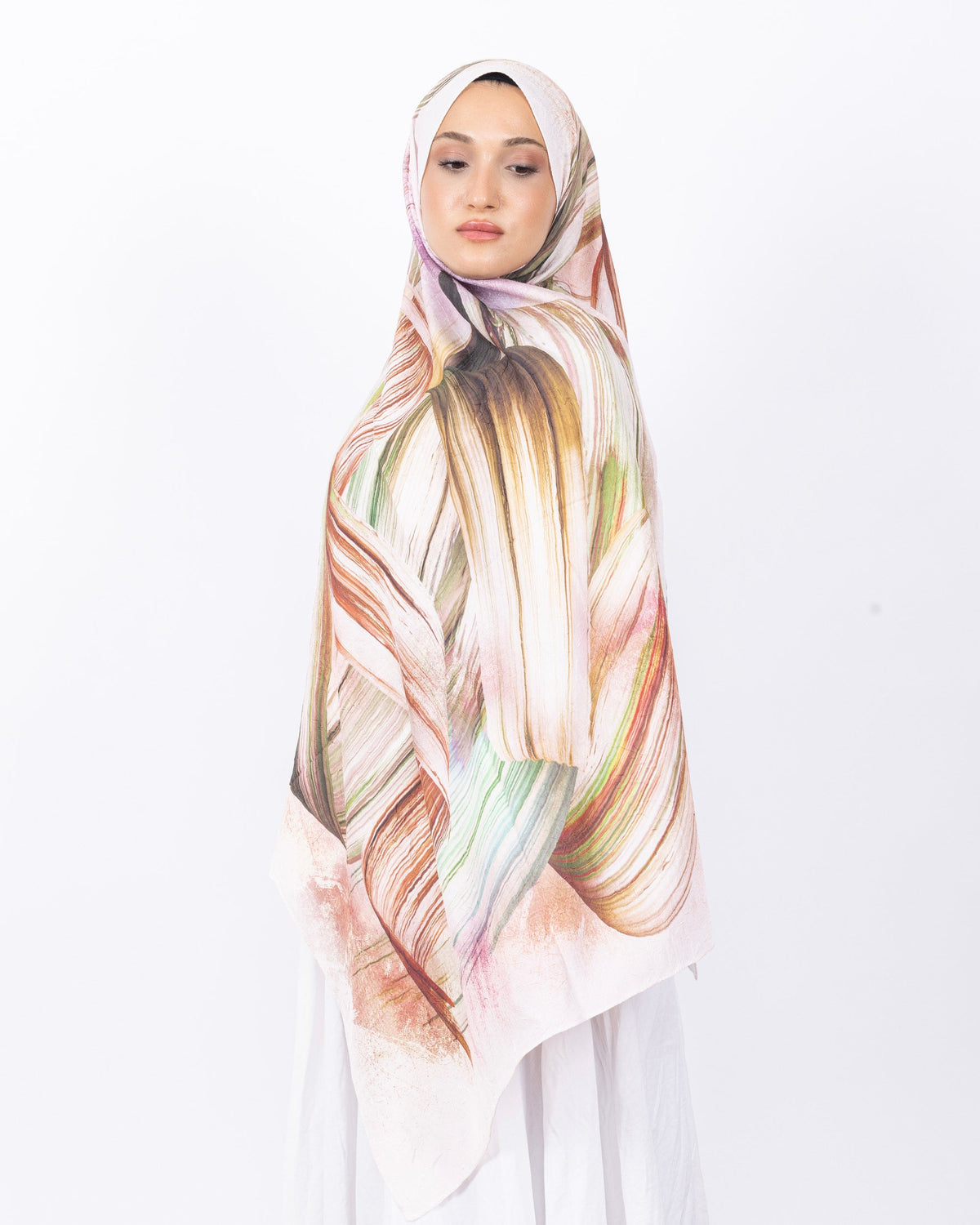 Mikro Bambu Kraş Şal D035 Kahve Kiremit, 75 × 185 cm şal – görsel 2