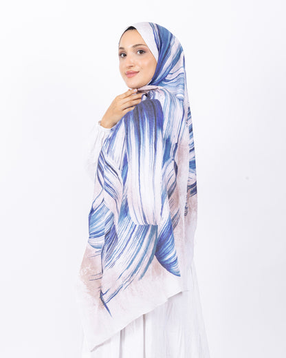 Mikro Bambu Kraş Şal D035 Lacivert-Bej, 75 × 185 cm şal – görsel 3