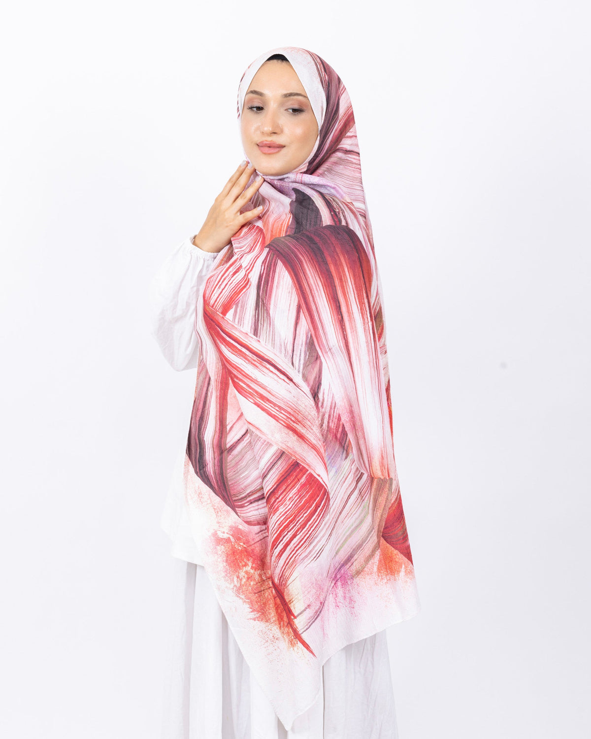 Mikro Bambu Kraş Şal D035 Turuncu, 75 × 185 cm şal – görsel 2