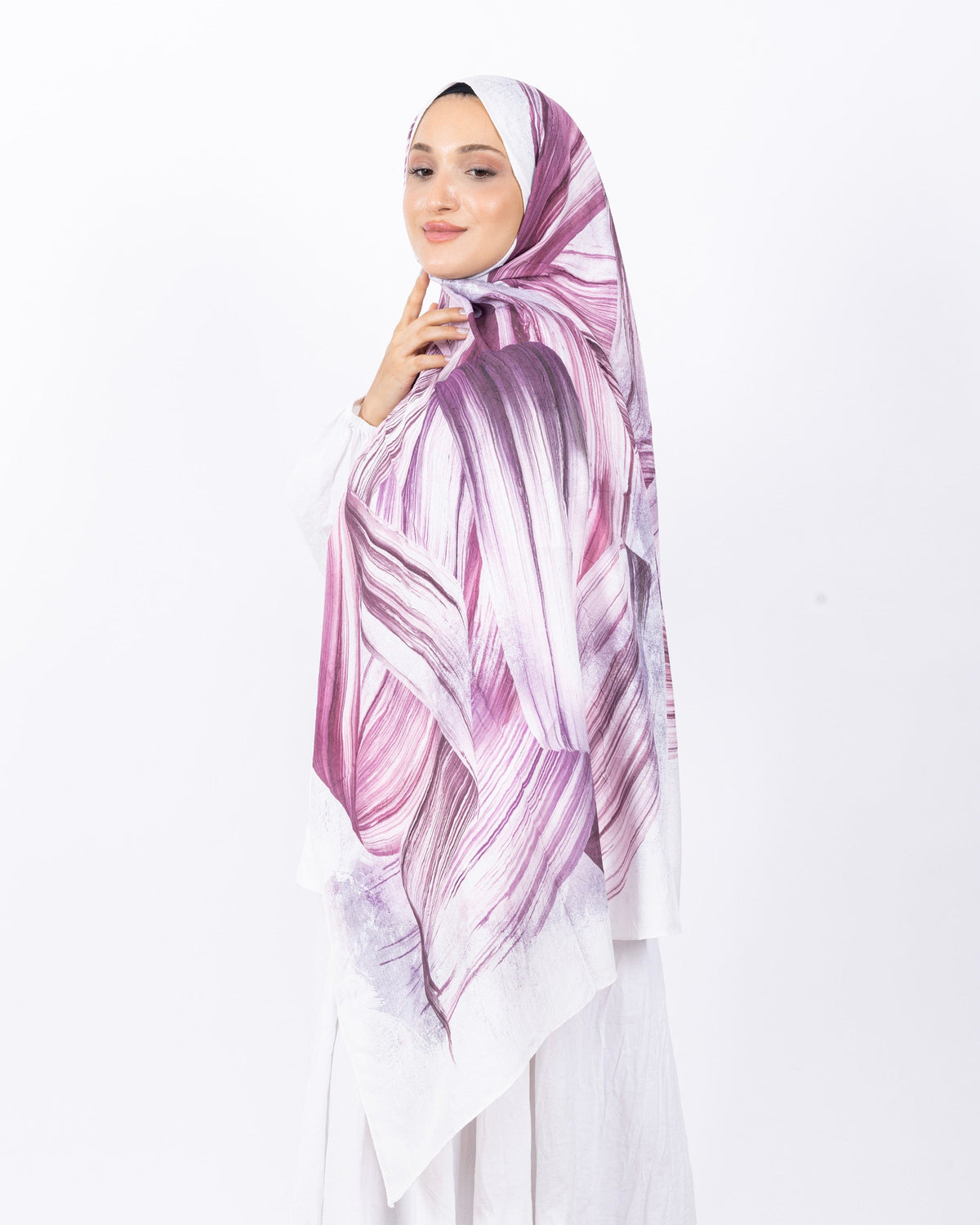 Mikro Bambu Kraş Şal D035 Fuşya, 75 × 185 cm şal – görsel 2