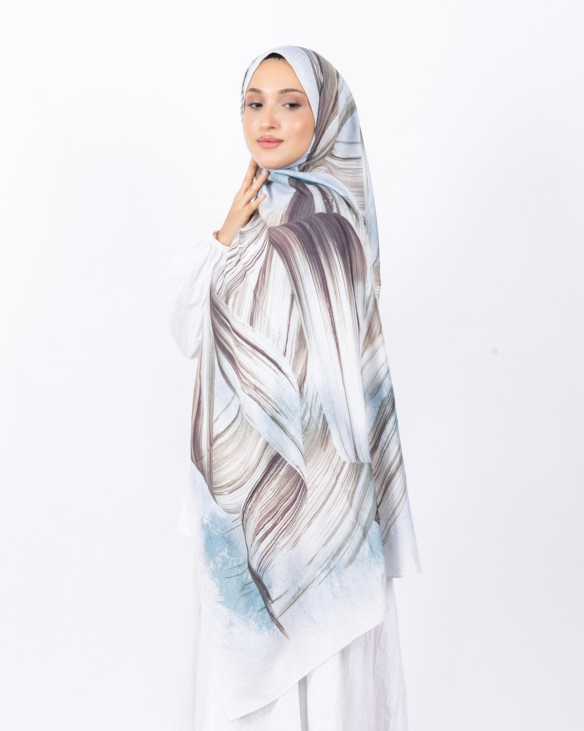 Mikro Bambu Kraş Şal D035 Mint Yeşili Kahve, 75 × 185 cm şal – görsel 1
