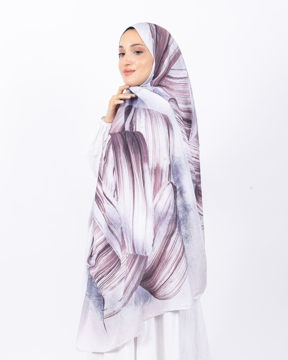 Mikro Bambu Kraş Şal D035 Mürdüm-Lila, 75 × 185 cm şal – görsel 3