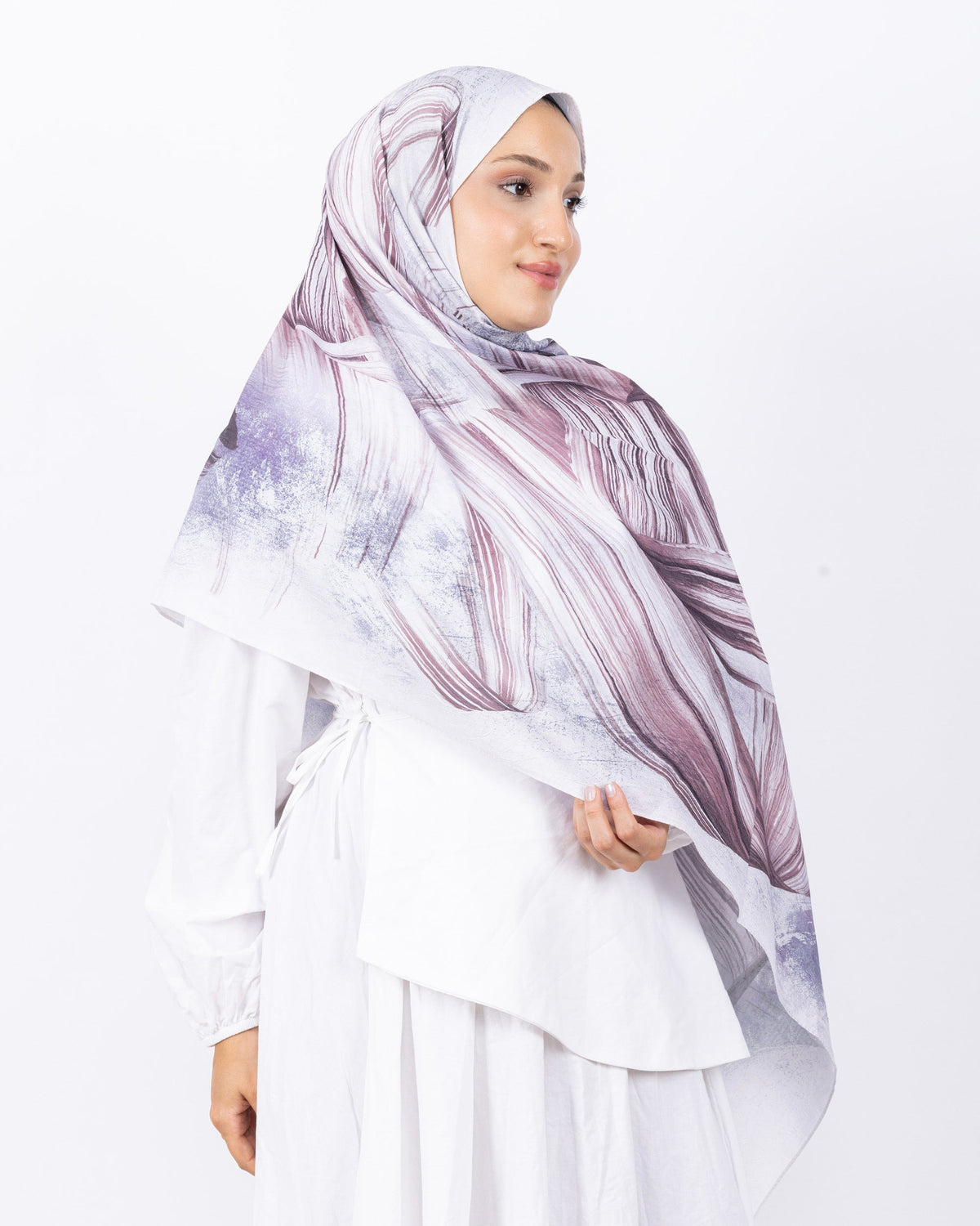 Mikro Bambu Kraş Şal D035 Mürdüm-Lila, 75 × 185 cm şal – görsel 1