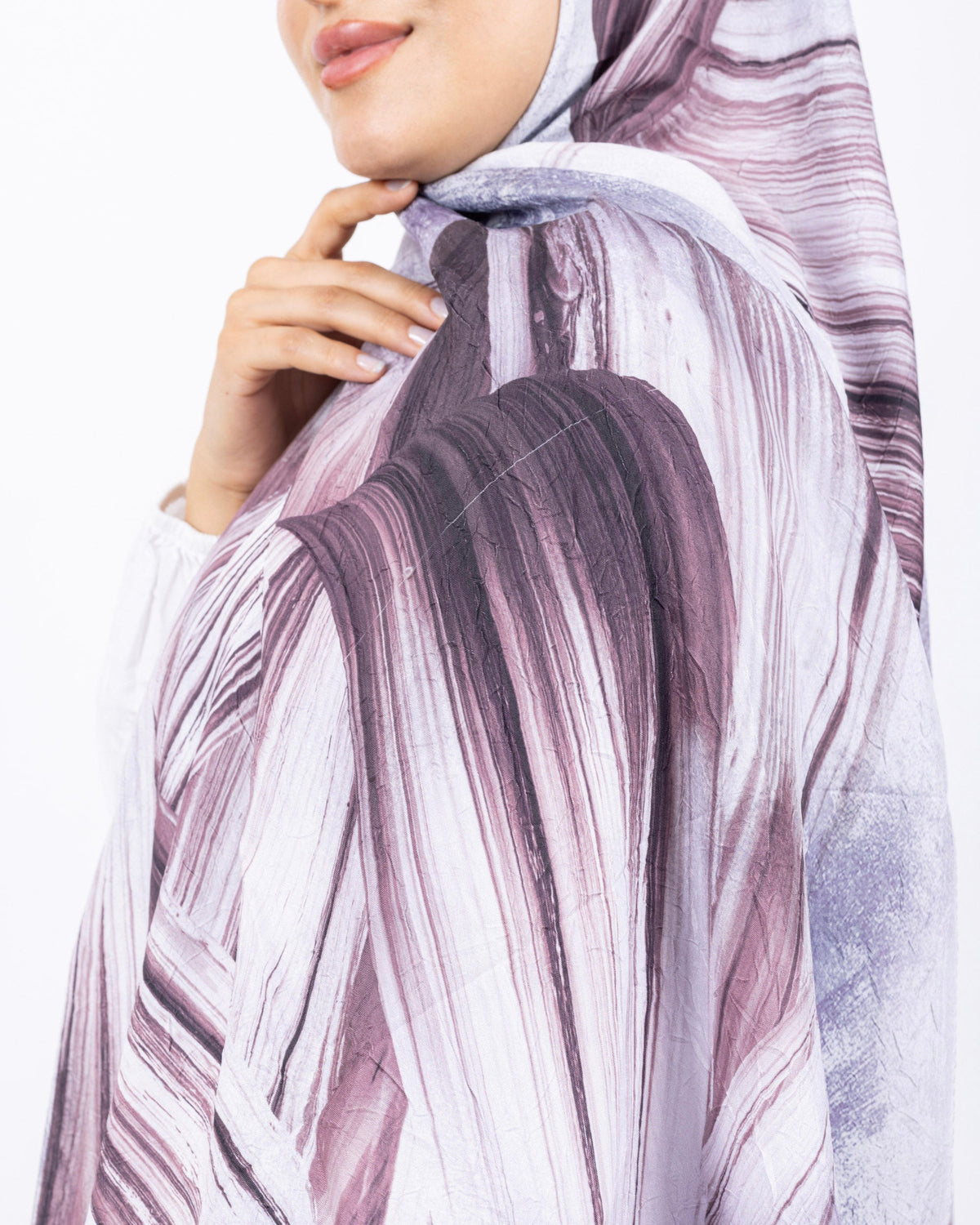 Mikro Bambu Kraş Şal D035 Mürdüm-Lila, 75 × 185 cm şal – görsel 4